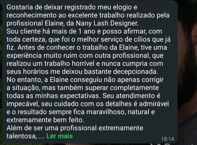 Trecho do print original da mensagem enviada pela cliente Keli