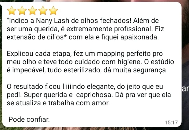 Trecho do print original da avaliação enviada pela cliente Solange