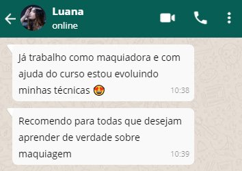 Depoimento de aluna sobre curso de maquiagem